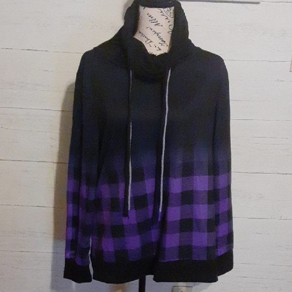 Tops - Ladies Drawstring Turtleneck Hoodie Top